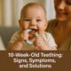 10-week-old baby teething and chewing on a teething ring - 10-week-old teething