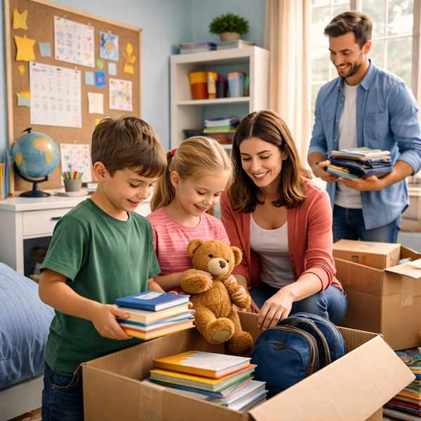 Supporting Kids During A Mid-Year School Move 5 Family helping children adjust to a mid-year school move at home